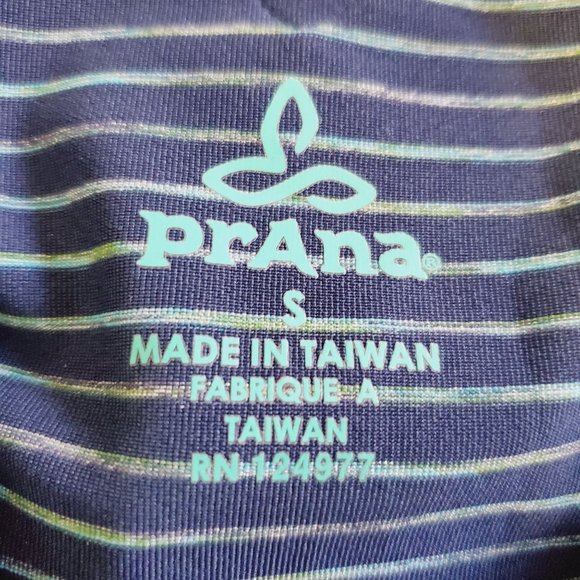 Prana Blue Striped Scramble Athletic High Neck Long Sleeve Dress Sz S - Picture 11 of 12